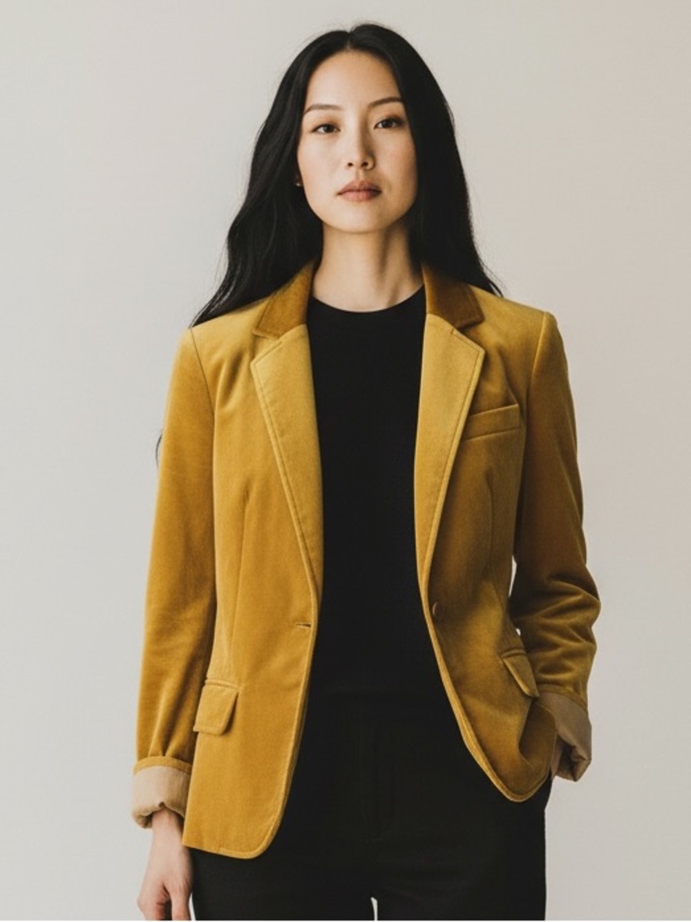 J. Crew Mustard Velvet Blazer Jacket